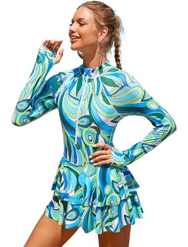 Robe de bain maillot une pièce avec jupe imprimée OBEEII pour plage