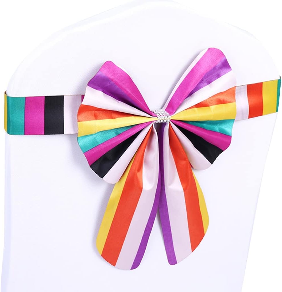 10-50pcs Chair Sashes with Colorful Bow and Rhinestones, Mercerised Leather Stretch Chair Sashes for Birthday Party Decorations (Color : B Size : 10) (A*50)
