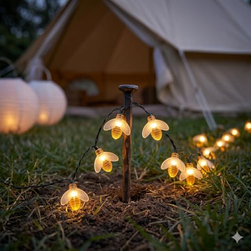 Image of ZALAR 18 LED Honeybee String Lights - 220v Operated LED Lights, 14ft Honeybee Garland with Warm White Glow for Bedroom, Wedding, Party, Diwali,Indoor Outdoor Garden Decor