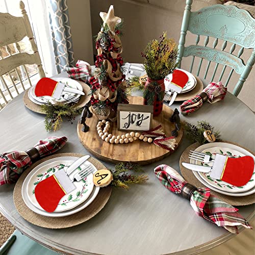 CCINEE 24PCS Christmas Socks Decoration Tableware Holders Red Felt Christmas Stockings with Golden Trim Spoon Knife Fork Bags Candy Pouch Bags Mini Stockings for Silverware Xmas Party Dinner Decor by CCINEE - Image 6