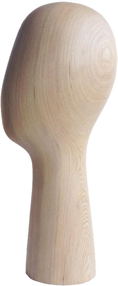 Kukin Wooden Mannequin Head, Abstract Head Models for Hats Display (Tall one, Natural Wood Color)