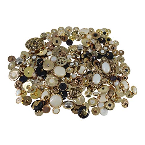 Weddecor Gemischte Plastik Knöpfe Zum Nähen, Handwerk, Stricken, Sortierte Farbe & Größen Harz Knöpfe für Kinder Handgefertigt Dekoration, DIY Projekte - Gemischte Hell Gold Knopf - 100g, 11mm - 25mm Cover