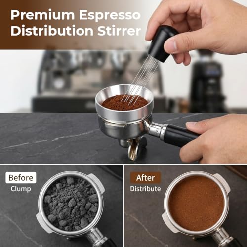 Image of Supvox 3 Pcs Espresso Accessories Kit Fits Espresso Machine Coffee Distributor and Tamper Leveler with Magnet Dosing Funnel for Portafilters Home Bar