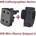 Produktbild HR Richter Universal Handy Smartphone PDA KFZ Halter Halterung Mini Phone Gripper 6 1245/46 und Lüftungsgitter Halter für Samsung Wave 533 Wave 578 Wave 723 X100 X-100 X105 X-105 X520 X-520