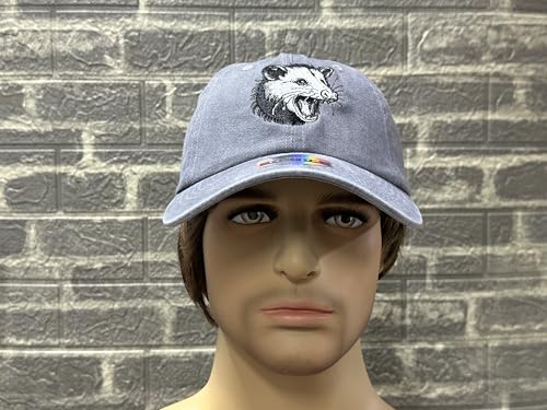 Image of Opossum Possum Hat for Men Women, Embroidered Adjustable Dad Cap | Animal Lover Gift Idea, Outdoor Casual Wear Cap, Soft Washed Cotton, Adjustable Fit Closure
