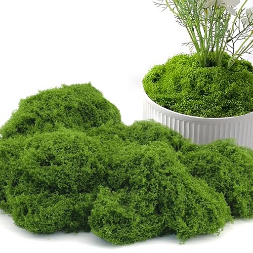 image for Potanro Faux Green Moss 5.3oz Artificial Fake Plant Moss for Potted Pl