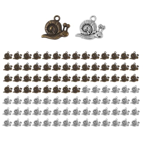 NOIAFZY 100pcs Ancient Silver Plated Pendant - Lovely Snail Charms