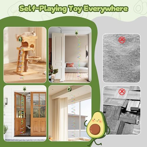 Image of Interactive Cat Toys for Indoor Cats,Electric Flying Bird & Mouse Wand Teaser, Automatic Hanging Door Frame Chase /Hunt /Exercise Stimulate Feather Cat Toy for Bored Indoor Adult & Kitten (Dark Green)