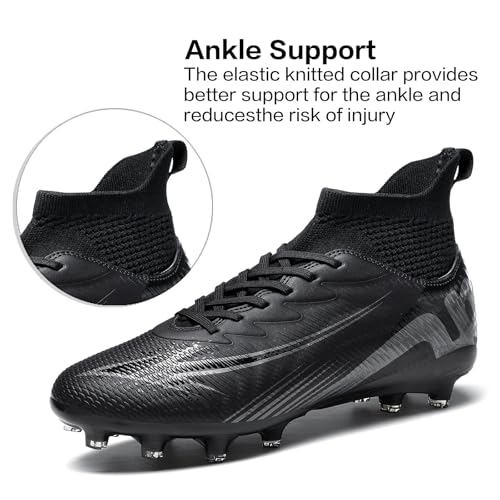 Image of Soccer Cleats for Mens Womens High Tops Lace Up Unisex Football Shoes Indoor Turf Soccer Shoes AG FG TF for Beginners to Advanced Players