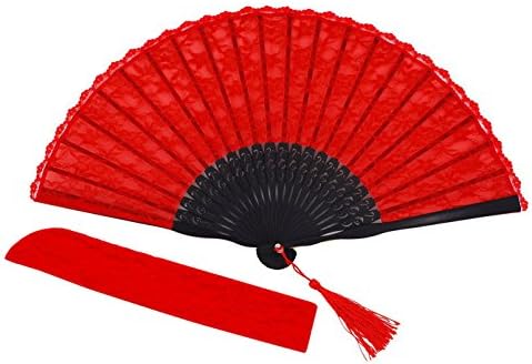 Amajiji Chinese/Japanese Vintage Retro Style Bamboo Wood Silk Folding Hand Fan for Women HBSY (23cm) (005)