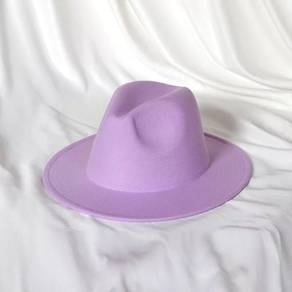 Generic Unisex Solid Stiff Fedora Lavender