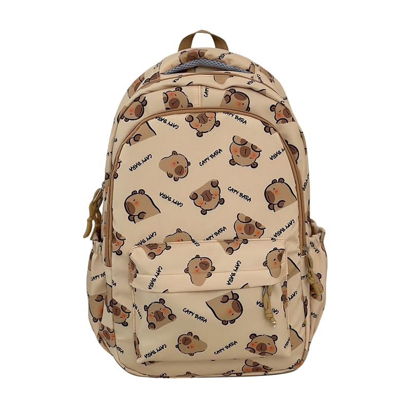 Capybara Backpack,Kawaii Kapibara Backpacks Laptop Bag Funny Cartoon Flip Backpack Ita Purse Going Out Travel Bag (Brown)