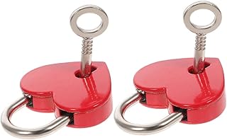 DOITOOL 2 Sets Heart Lock Diary Lock and Key Set Small Lock Box Lock with Key Gym Locker Lock with Key Love Locks Travel Luggage Locks Red Zinc Alloy Suitcase Child Bags Small Heart Locks