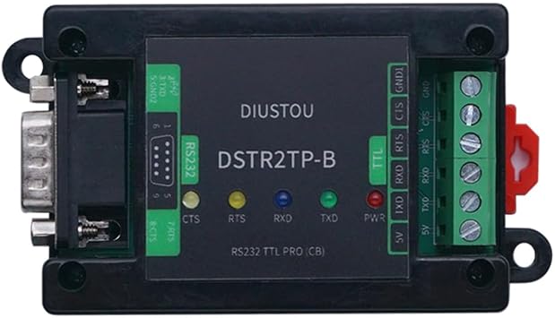Industrial SP3232 Isolated RS232 to TTL Serial Converter Module with ABS Enclosure DIN Rail Mount with OPTO-Protection 3.3V/5V DB9 Male