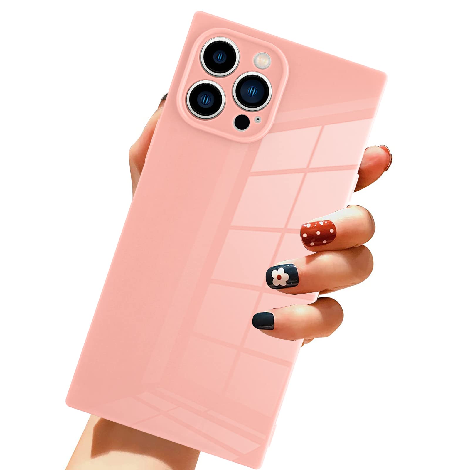 LSL Compatible with iPhone 14 Pro Max Case Pink Soft TPU Bumper Anti-Fall Anti-Scratch Shockproof 360 Degree Heavy Duty Protective Wireless Slim Cover