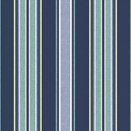 Image of Arden Deep Seat Outdoor Chair Cushion Set (2-Pack), 24 in x 24 in, Weather-Proof, Rain-Proof, Fade Resistant Patio Cushion Set for Chair, Sofa, and Couch Sapphire Aurora Blue Stripe
