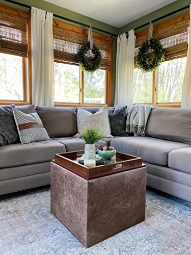 Distressed Vegan Leather Storage Ottoman With Built In Coffee Table Tray, Chestnut Brown, Use As A Bed Bench, Entryway Bench, Living Room Footstool,Tufted Upholstery From Design 59 #TOP4