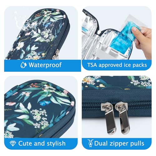 Image of YOUSHARES Insulin Cooler Travel Case - Portable Refrigerated Medicine Case for Insulin Pen, Medication and Diabetic Supplies with 2 TSA Approved Ice Pack