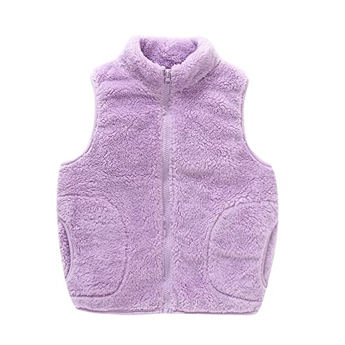 Kids Boys Girls Fleece Vest Jacket Cute Fall Winter Warm Soft Outwear Vest Coat with Pockets Full Zipper Clothes