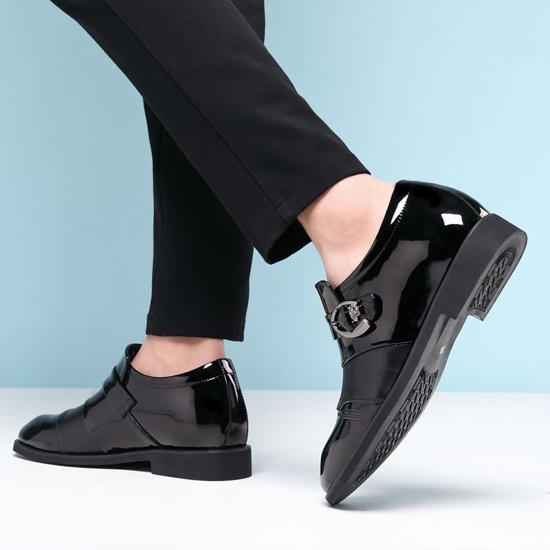 Mens Dress Formal Shoes Pu Leather Casual Slip-on Round Toe Prom Wedding Tuxedo Anti-Slip Slip Resistant Rubber Sole Shoe4