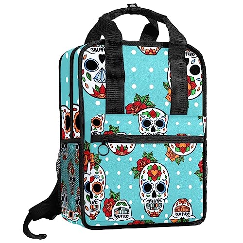 Sac à dos pour garçons bleu tête de mort parfait pour l'école et le sport