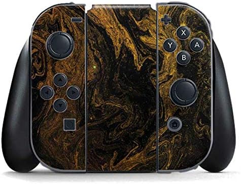 Skinit Decal Gaming Skin Compatible with Nintendo Switch (2017-2021) Joy-Con Controller - Gold and Black Marble Design