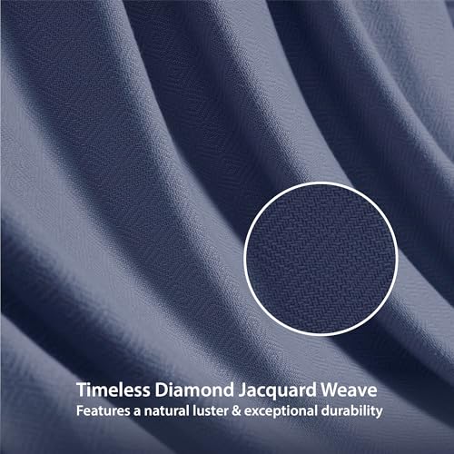 Queen Size Blanket, 70% Rayon (Derived from Bamboo) and 30% Cotton, Lightweight Jacquard Weave, Breathable and Soft Summer Blanket for Bed or Couch, 90” x 90”, Navy — view 5