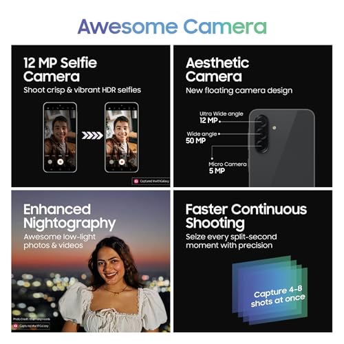 Image of Samsung Galaxy A36 5G (Awesome Black, 12GB, 256GB) | Awesome Intelligence: Circle to Search, Intelligent Editing | Awesome 4nm Snapdragon Processor | Flagship Grade Selfie Camera