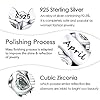 NINGAN 925 argent sterling pierre d'anniversaire rose or creux charme perles jumelles pour femmes bracelet collier cadeau de vacances (S925 Silver -04 -Avril) #2