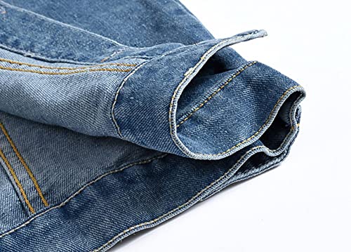 Image of Men's Sleeveless Ripped Denim Vest Casual Slim Fit Button Down Jeans Vests Jacket