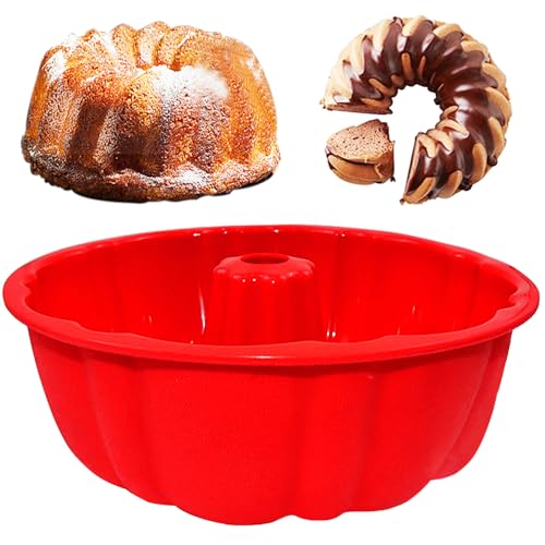 ASBAYSON 10 Inch Round Silicone Cake Pan Non-Stick Silicone Baking Mold Bakeware for Cake Jello Gelatin (Red 1 Pack)
