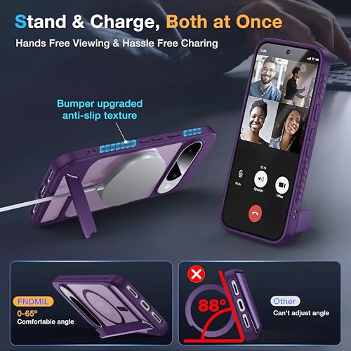 Image of for Google Pixel 10 Case /Pixel 10 Pro Case with MagSafe[Invisible Kickstand][Charge While Standing][Military Shockproof]Translucent Matte Soft Silicone Bumper Pixel 10 /10 Pro Phone Case,Purple