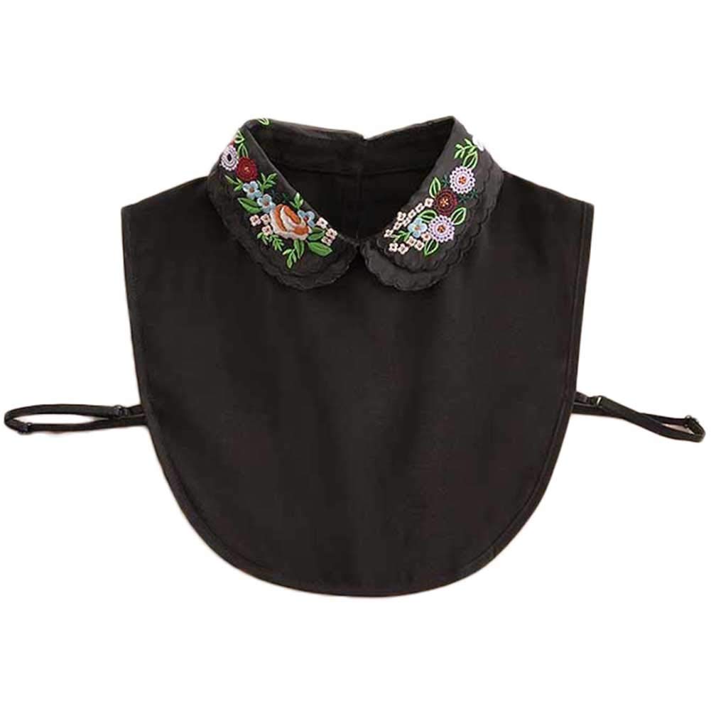 HALITOSS Chic Ladies Fake Lace Chiffon Detachable Collar Vintage Style Half Blouse Elegant False Collar Women Black