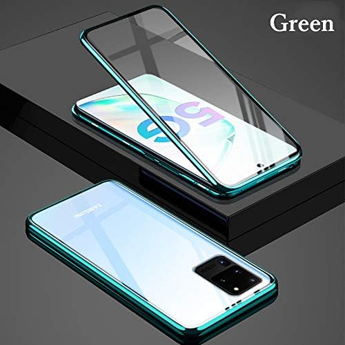 Galaxy S20 Ultra 5G Double Sided Tempered Glass Magnetic Case 360° Full Body [Magnetic Adsorption] Aluminium Alloy Metal Bumper Protection Clear Cover for S20 Ultra 6.9 inch (Green, Galaxy S20 Ultra)