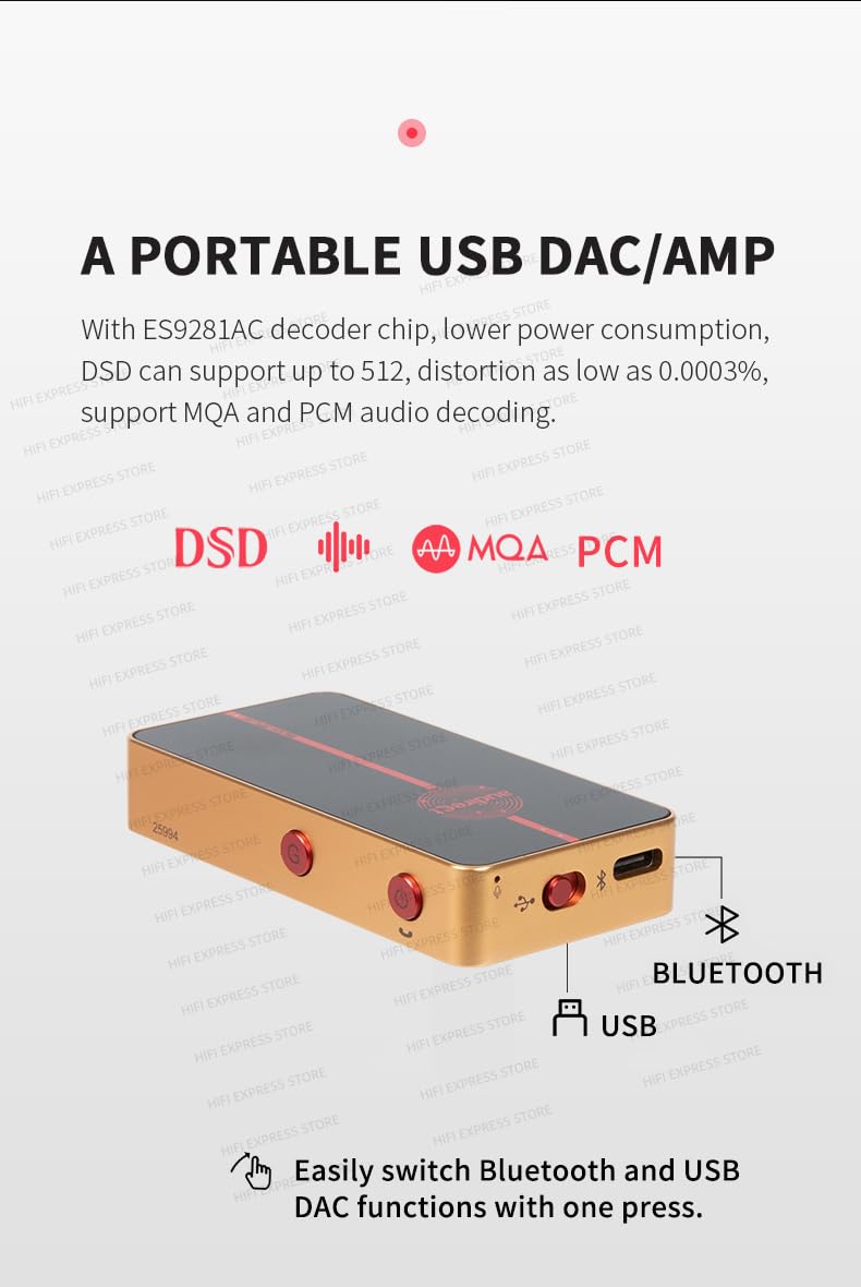 Audirect Beam 3Plus przenośny wzmacniacz DAC i słuchawek z nadajnikiem MQA, 768 kHz/32 bit, 4,4 mm i 3,5 mm do słuchawek Hi-Fi