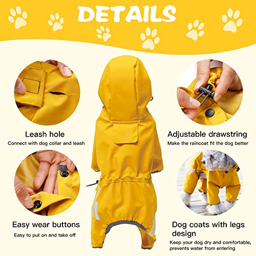 Annchwool Dog Raincoat With Hood For Puppy Small Medium Dogs,Waterproof Dog Rain Coat Jacket With Reflective Strap And Leash Hole,Easy To Put On & Off Poncho(Yellow,L) #TOP1