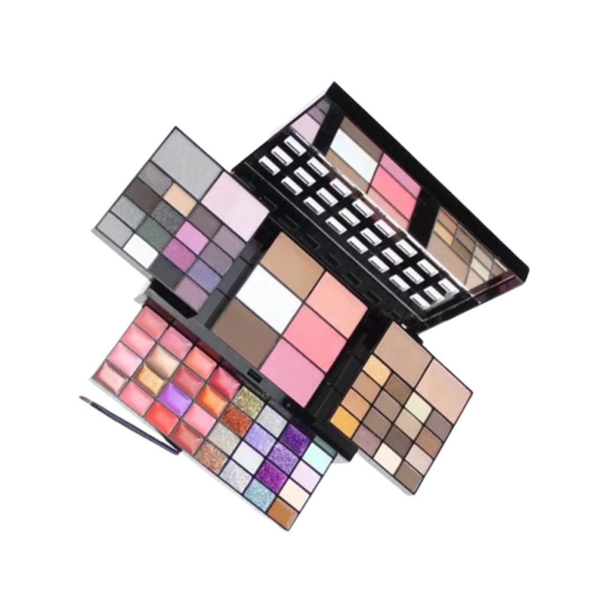 SOIMISS 74 Color Eyeshadow Palette Makeup Kit with Lip Gloss Blush and Cream Foundation, Long-lasting Mineral Powder, Convenient to Carry Three-dimensional Pull Type Makeup Set for Women