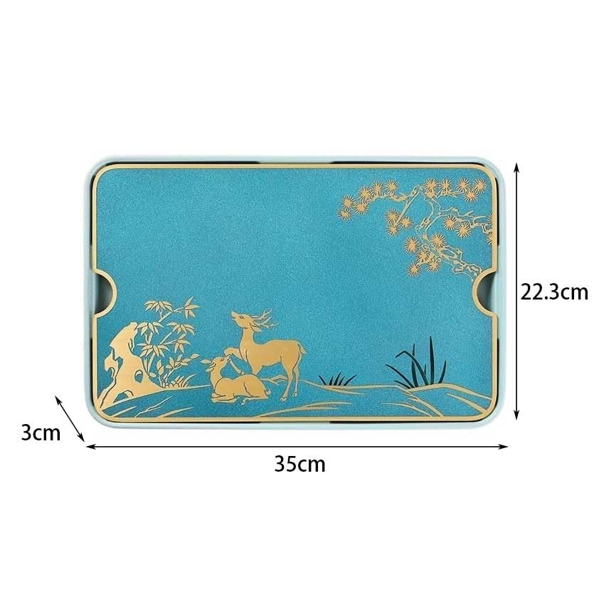 Bandeja De Té Bandeja de té Rectangular for el hogar, Mesa de té de cerámica China for Almacenamiento de Agua en la Sala de Estar, Bandeja for té de mar Bandeja Decorativa(B)