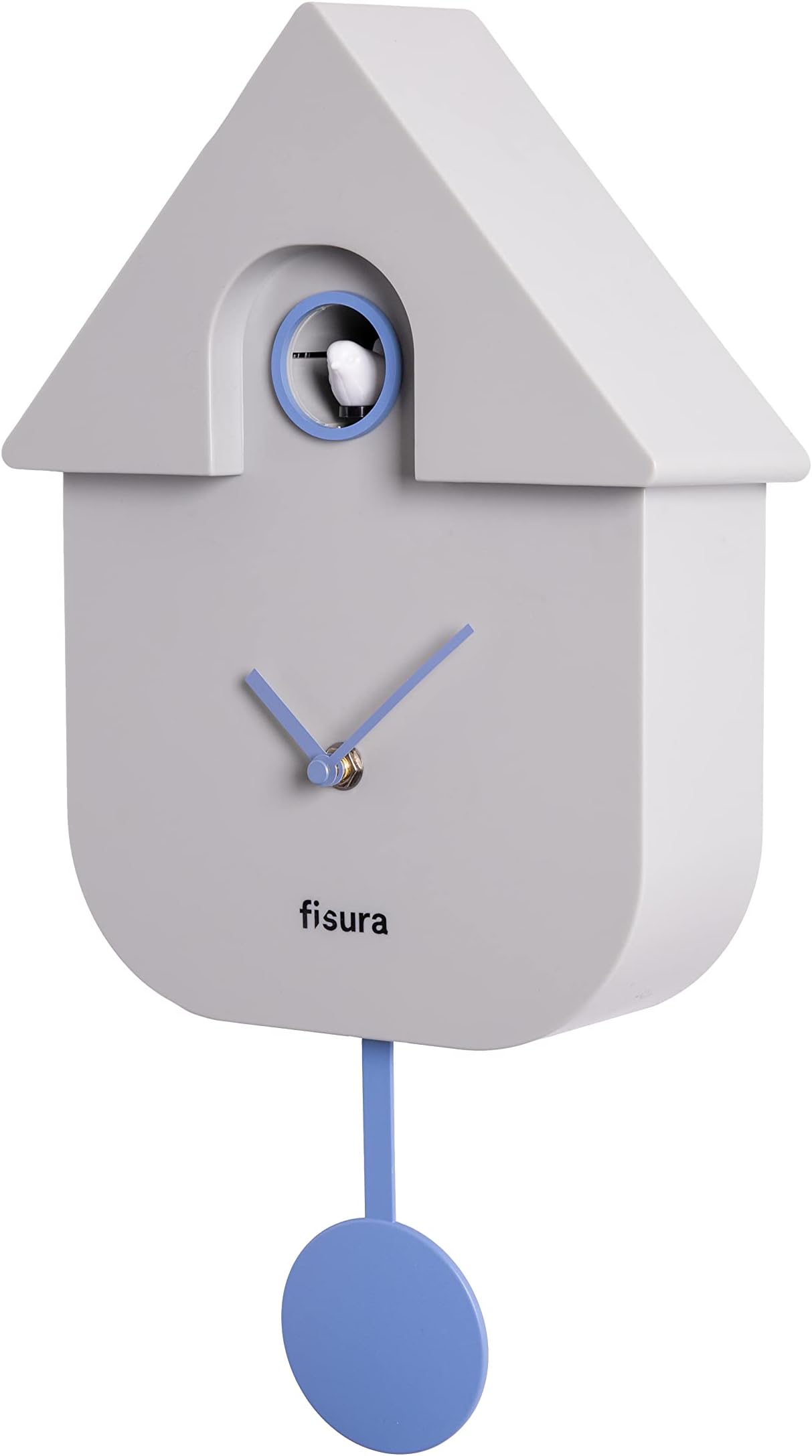 SPORTARC Minimalistische Kuckucksuhr Weiß-Grau - Modernes Design Mit Pendel