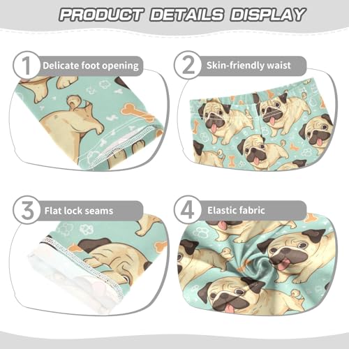 Vdsrup Girls Leggings Bug Dog Cyan Bones Kids Length Leggings Pants Athletic Yoga Pants Toddler Tights Trousers 4T3