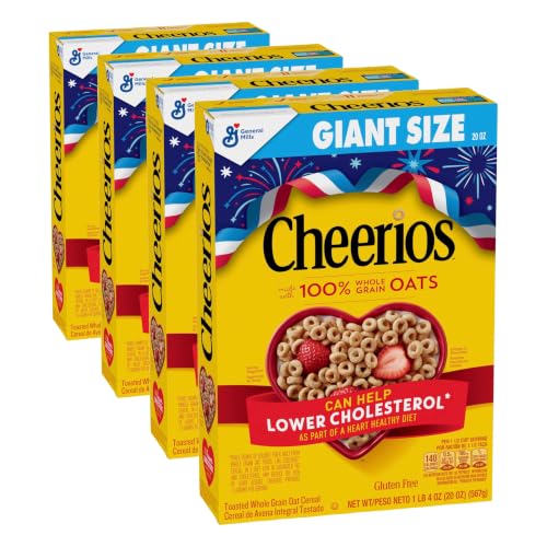 Image of Cheerios, Heart Healthy Gluten Free Breakfast Cereal, Giant Size, 20 oz (Pack of 4)