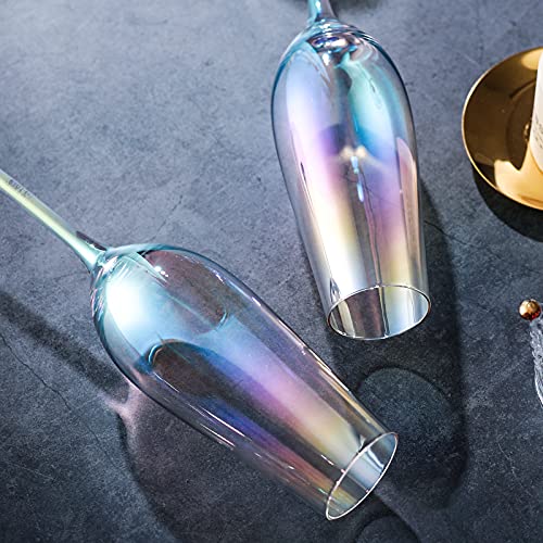 Champagne Flutes Iridescent Luster Champagne Glasses 8 Ounce Crystal Hand Blown Lead-Free Long Stem Sparkling Wine Glasses, Elegant Gift Box For Christmas, Wedding Celebration, Birthday Gifts Set Of 2 #TOP4