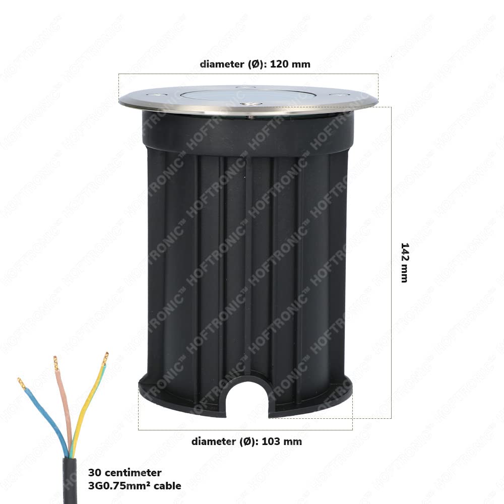 HOFTRONIC - 9er Maisy - Smart Home LED Bodeneinbaustrahler außen GU10 - IP67 Wasserdicht - Edelstahl - WiFi + Bluetooth - Farbig RGBWW - Einbaustrahler außen Edelstahl