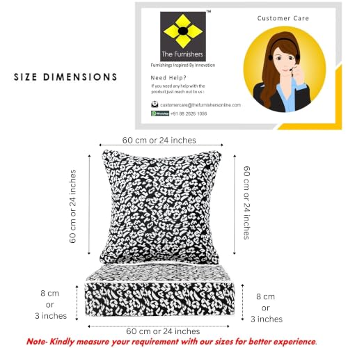 Image of Multipurpose 60x60x8 CM Woven Fashionable High Densitiy Foam Cushion Set for Floor, Patio, Chair and Balcony Garden Seating - Black & White Animal Set, Big Size Set - 24x24x3 Inch