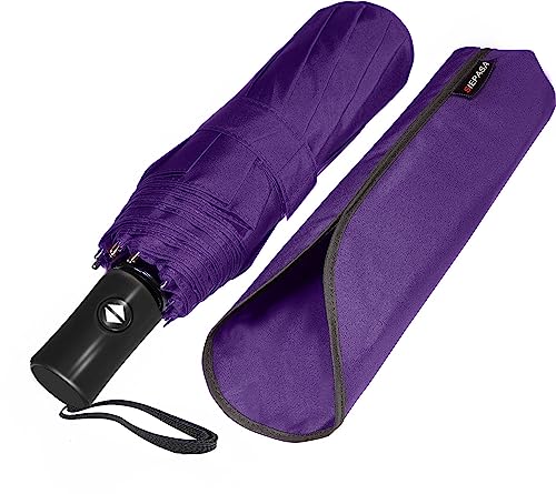 Image of SIEPASA Windproof Travel Compact Umbrella-Automatic Umbrellas for Rain-Compact Folding Umbrella, Travel Umbrella Compact, Small Portable Windproof Umbrellas for Men Women Teenage. (Purple)