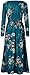 ZESICA Women's Floral Print Long Sleeve Pockets Empire Waist Pleated Long Maxi Dress Teal X-Large
