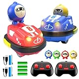 Hojalis Ferngesteuertes Auto, 2 Stück Autoscooter Ferngesteuert Kinder, ferngesteuerte autoscooter Mit Musik Und LED-Licht, Ferngesteuerter Autoscooter, Spielzeug ab 3 4 5 6 7 Jahre Junge