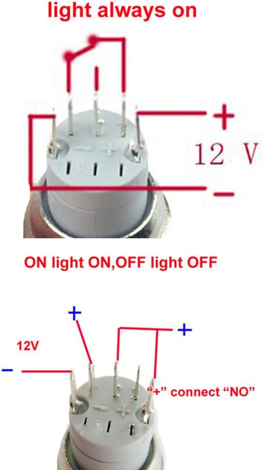ESUPPORT 12V Car Red LED Emergency Hazard Warning Push Button Metal Switch
