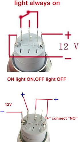 Miniatura 8 de ESUPPORT 12 V coche auto verde LED luz momentánea altavoz bocina botón interruptor de palanca de metal 0.748 in enchufe