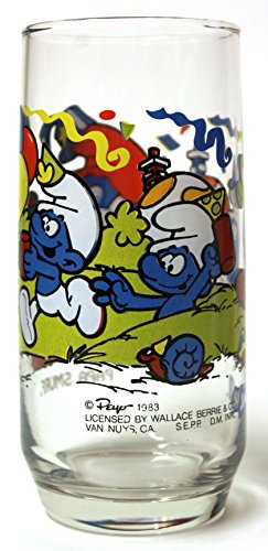 Papa Smurf 1983 bebidas cristal de los Pitufos vaso antiguo coleccionable 3